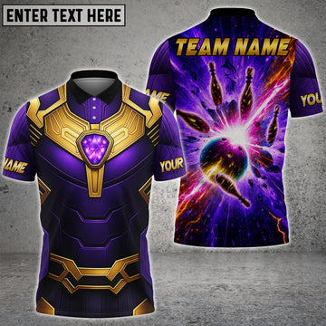 Maxcorners Thanos Bowling Gold Armor Cosmic Strike Personalized Name 3D Unisex Shirt