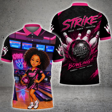 Maxcorners Baby Girl Bowling Customized Name, Team Name 3D Shirts For Virginia