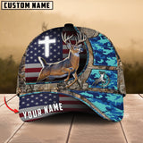 Maxcorners Premium American Patriotic Deer Hunting Mutilcolor Options Personalized Name 3D Cap