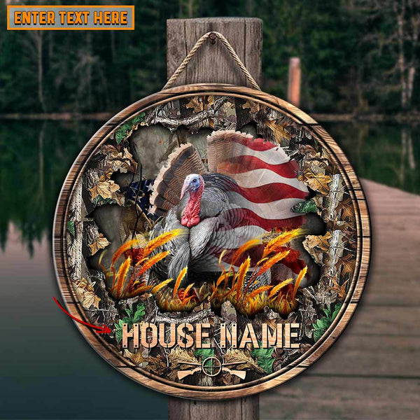 Maxcorners Best Cracked Flag Turkey Hunting Customized House Name Halloween Wooden Sign