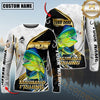 Maxcorners Fishing Hook Graphic & Jumping Fish Art Personalized Name, Team Name 3D Long Sleeve Shirt