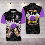 Maxcorners Bowling Beer Therefore I'm Here Customized Name 3D Polo Shirt