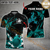 Maxcorners Flaming Bowling Ball Multicolor Option Customized Name, Team Name 3D Polo Shirt