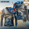 Maxcorners Fishing Grey Diagonal Stripe & Blue Flame Water Splash Personalized Name, Team Name 3D Long Sleeve Shirt (Mahi-mahi, Tuna, Chinook, Marlin, Striped Bass, Salmon)