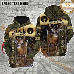 Maxcorners Deer Hunting Golden Pattern Moss Camouflage Custom Name Shirt 3D All Over Printed Clothes