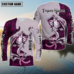Maxcorners Bass Ocean Hunter Sun Protection Personalized Name, Team Name 3D Long Sleeve Shirt
