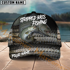 Maxcorners Stripped Bass Fishing Tropical Deep Sea Angler Multicolor Personalized Name 3D Cap