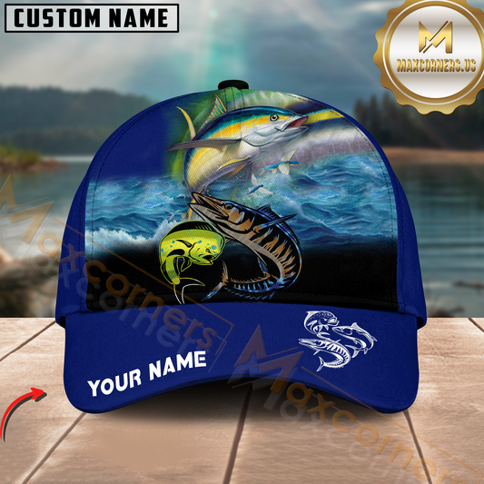 Maxcorners Ocean Predator Marlin And Tuna Fishing Customized Name 3D Cap