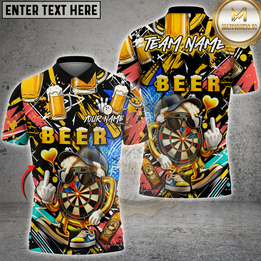 Maxcorners Darts Funny Beer Dartboard Character Personalized Name, Team Name Bowling 3D Shirt