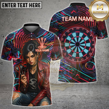 Maxcorners Rock Punk Dart Girl Red Jacket Personalized Name, Team Name 3D Shirt
