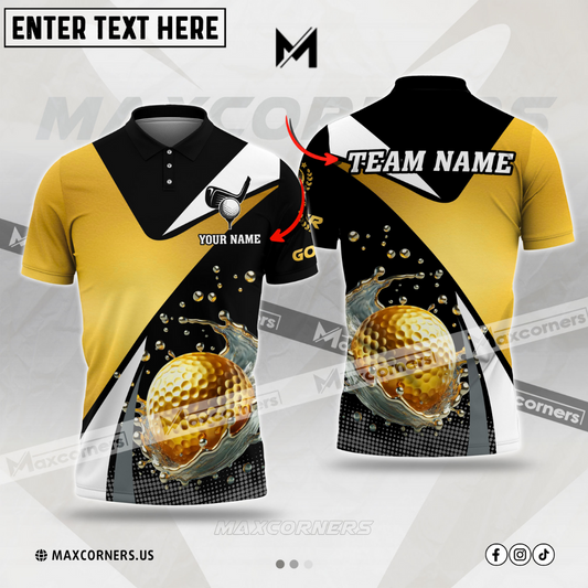 Maxcorners Golf Sport Jersey Multicolor Options Customized Name, Team Name 3D Polo Shirt (4 Colors)