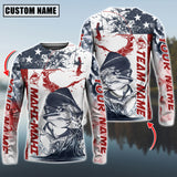 Maxcorners Mahi-Mahi Fishing American Flag Personalized Name, Team Name 3D Long Sleeve Shirt