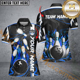 Maxcorners Bowling Ball & Pins Flame Sport Jersey Multicolor Option Customized Name 3D Shirt For Women (4 Colors)