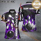 Maxcorners Bowling Ball & Pins Flame Sport Jersey Multicolor Option Customized Name 3D Shirt For Women (4 Colors)