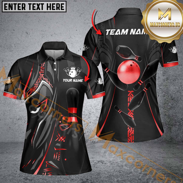 Maxcorners Bowling Ball & Pins Black Panther Pro Sport Jersey Multicolor Customized Name 3D Shirt For Women (6 Colors)