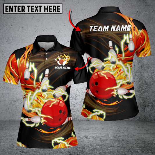 Maxcorners Bowling Ball & Pins Breath Of Thunder Flame Multicolor Option Customized Name 3D Shirt For Women (6 Colors)