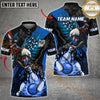Maxcorners Patriotic Eagle US Flag Bowling Jersey Multicolor Option Customized Name, Team Name 3D Polo Shirt