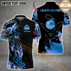 Maxcorners Gold Accents Premium Bowling Jersey Multicolor Option Customized Name, Team Name 3D Polo Shirt