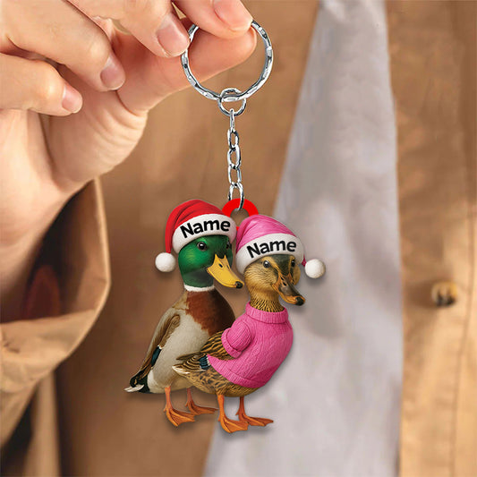 Maxcorners Custom Funny Duck Couple Christmas Ornament - Personalized Names, Custom Gift for Couples & Animal Lovers LM0411