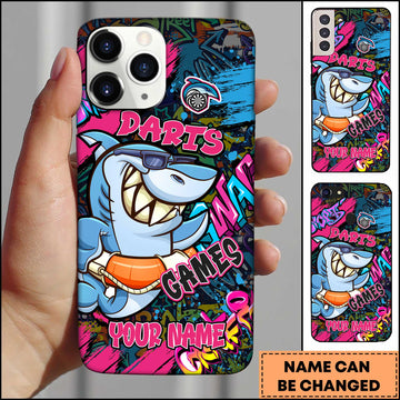 Maxcorners Darts Funny Shark Graffiti Personalized Name 3D Phone Case