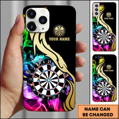 Maxcorners Darts Gold Flame Abstract Dartboard Luxury Personalized Name 3D Phone Case