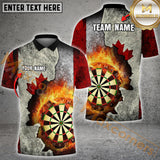Maxcorners Canadian Flag Dartboard Flame Darts Jersey Customized Name, Team Name 3D Polo Shirt