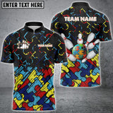 Maxcorners Bowling Vibrant Puzzle Pattern Customized Name, Team Name 3D Shirt