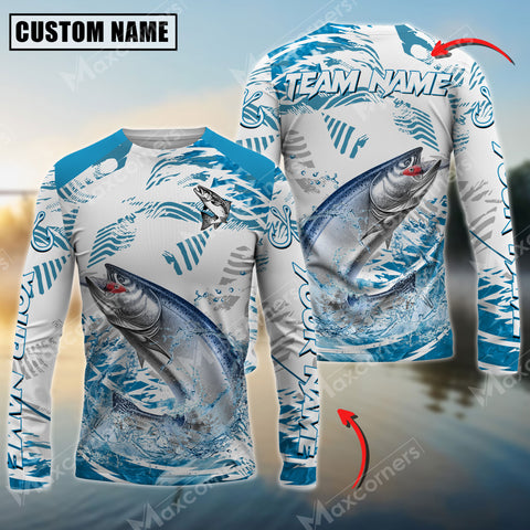 Maxcorners Chinook Fishing Blue Water Jersey Sun Protection Personalized Name, Team Name Long Sleeve Shirt