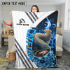 Maxcorners Walleye Fishing White Blue Lava Sun Protection Personalized Name 3D Blanket