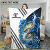 Maxcorners Walleye Fishing White Blue Lava Sun Protection Personalized Name 3D Blanket