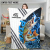Maxcorners Walleye Fishing White Blue Lava Sun Protection Personalized Name 3D Blanket