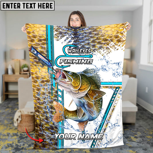 Maxcorners Mahi-Mahi Fishing Blue Line Skin Fish Pattern Sun Protection Personalized Name 3D Blanket