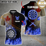 Maxcorners Darts Candian Flag Dartboard Flame Multicolor Options Personalized Name, Team Name 3D Shirt