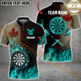 Maxcorners Darts Candian Flag Dartboard Flame Multicolor Options Personalized Name, Team Name 3D Shirt