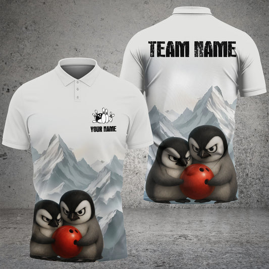 Maxcorners Bowling Arctic Penguins Chill But Fierce Personalized Name 3D Unisex Shirt KH