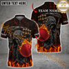 Maxcorners  Grim Reaper Flaming Bowling Jersey Multicolor Option Customized Name, Team Name 3D Polo Shirt
