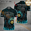Maxcorners Billiard Grim Reaper Flaming Pool Multicolor Options Personalized Name, Team Name 3D Polo Shirt