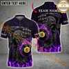 Maxcorners Billiard Grim Reaper Flaming Pool Multicolor Options Personalized Name, Team Name 3D Polo Shirt