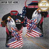 Maxcorners Golf Eagle US Flag Multicolor Option Customized Name, Team Name 3D Polo Shirt