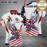 Maxcorners Golf Eagle US Flag Multicolor Option Customized Name, Team Name 3D Polo Shirt