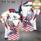 Maxcorners Golf Eagle US Flag Multicolor Option Customized Name, Team Name 3D Polo Shirt