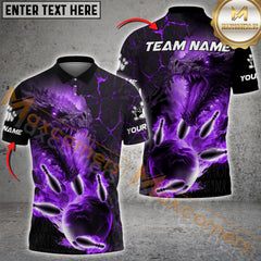 Maxcorners Dragon-Themed Ball Flame Bowling Jersey Multicolor Option Customized Name, Team Name 3D Polo Shirt