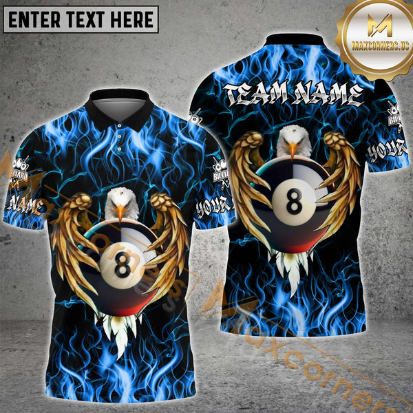 Maxcorners Billiard Ball 8 Pool Fire Eagle Multicolor Options Personalized Name, Team Name 3D Shirt