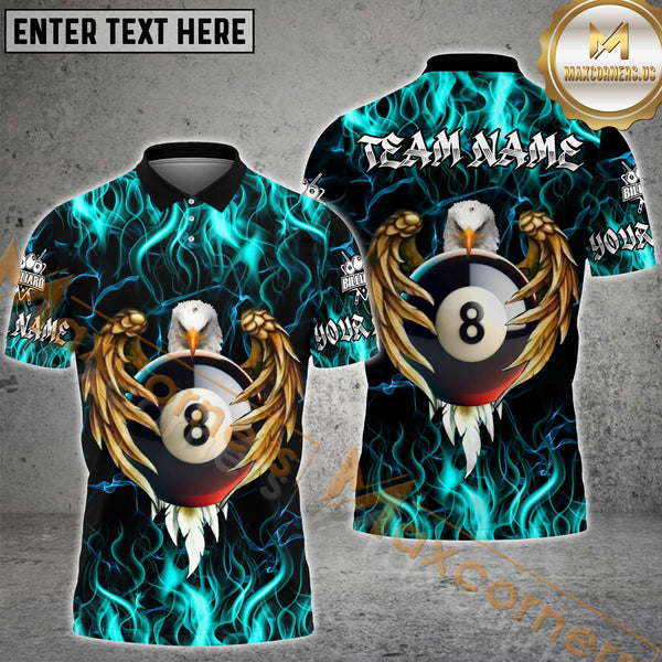 Maxcorners Billiard Ball 8 Pool Fire Eagle Multicolor Options Personalized Name, Team Name 3D Shirt