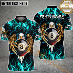 Maxcorners Billiard Ball 8 Pool Fire Eagle Multicolor Options Personalized Name, Team Name 3D Shirt
