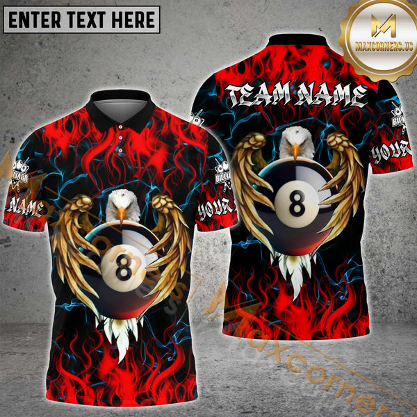 Maxcorners Billiard Ball 8 Pool Fire Eagle Multicolor Options Personalized Name, Team Name 3D Shirt