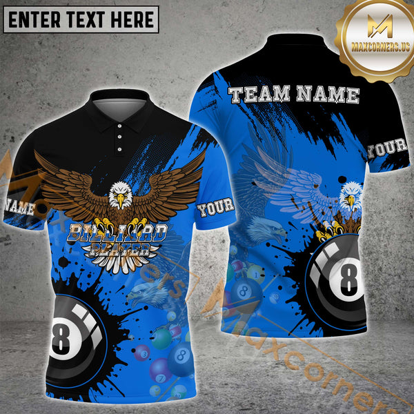 Maxcorners Billiard Vibrant Eagle Multicolor Options Personalized Name, Team Name 3D Shirt