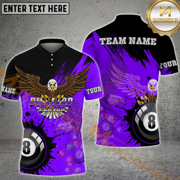 Maxcorners Billiard Vibrant Eagle Multicolor Options Personalized Name, Team Name 3D Shirt