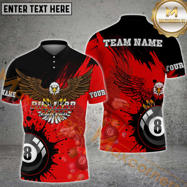 Maxcorners Billiard Vibrant Eagle Multicolor Options Personalized Name, Team Name 3D Shirt