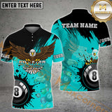Maxcorners Billiard Vibrant Eagle Multicolor Options Personalized Name, Team Name 3D Shirt